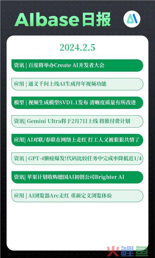 AI视野：通义千问推AI生成拜年视频；SVD1.1发布； AI对联网络走红；百度将举办Create AI开发者大会